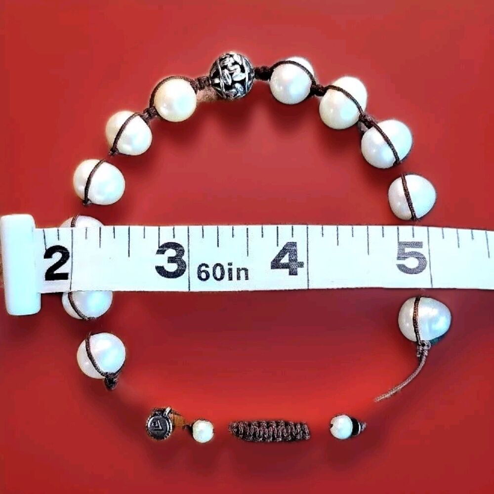 Silpada Rugged Pearls Bracelet Sterling Silver Adjustable Sliding Clasp B2424 - Picture 3 of 4